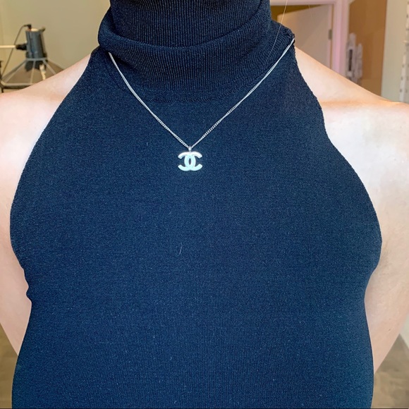 CHANEL Jewelry - Chanel CC White Enamel Pendant Necklace